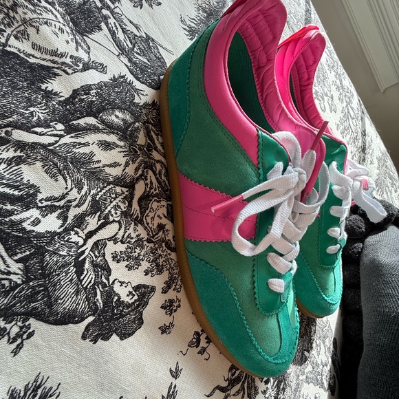 Boden Green and Pink Women's Sneakers - Picture 2 of 5